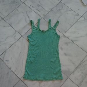 Tea Party double strap tank top M